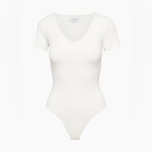 Aritzia Contour V Neck Bodysuit in White